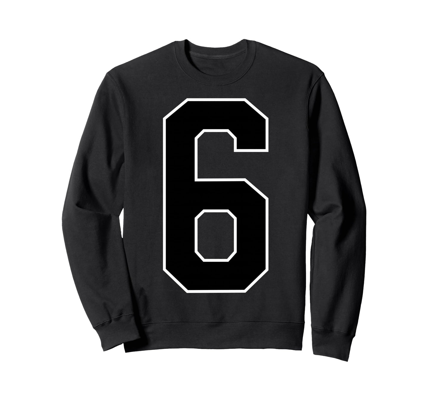 Black Sports Team Number 6 Fan Sweatshirt - Minimalist Print Unisex - T-Shirt, Sweatshirt, Hoodie