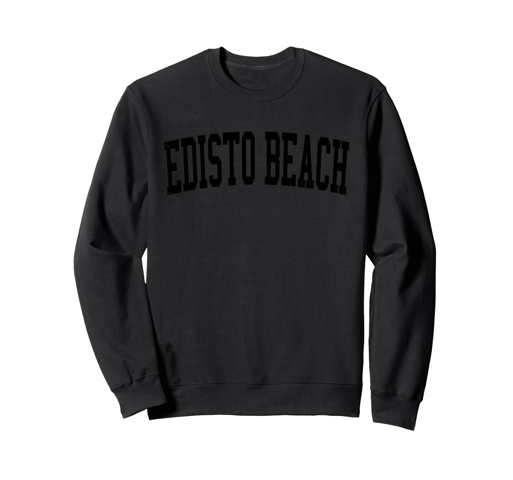 Edisto Beach Distressed Black Varsity Sweatshirt - Aesthetic Graphic Unisex - T-Shirt, Sweatshirt, Hoodie