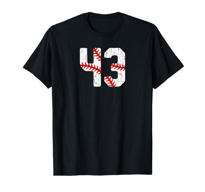 Baseball Player Jersey Number 43 43 T-Shirt - Minimalist Print Unisex - T-Shirt, Sweatshirt, Hoodie