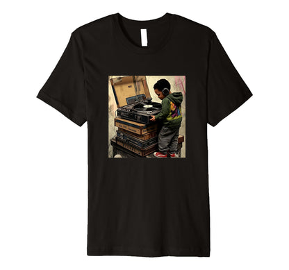 Raised Old School Hip Hop Turntable Dj T-Shirt - Unique Graphic Men Women - T-Shirt, Sweatshirt, Hoodie