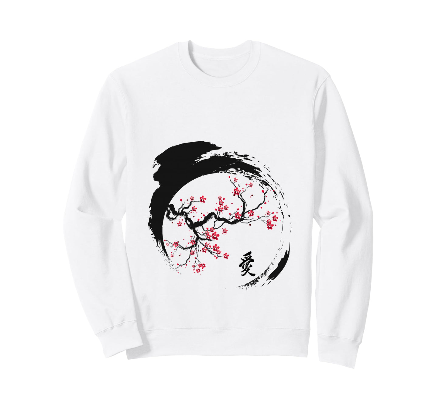 Japanese Cherry Blossom Grunge Sweatshirt - Minimalist Print Unisex - T-Shirt, Sweatshirt, Hoodie