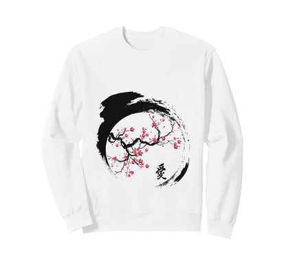 Japanese Cherry Blossom Grunge Sweatshirt - Minimalist Print Unisex - T-Shirt, Sweatshirt, Hoodie