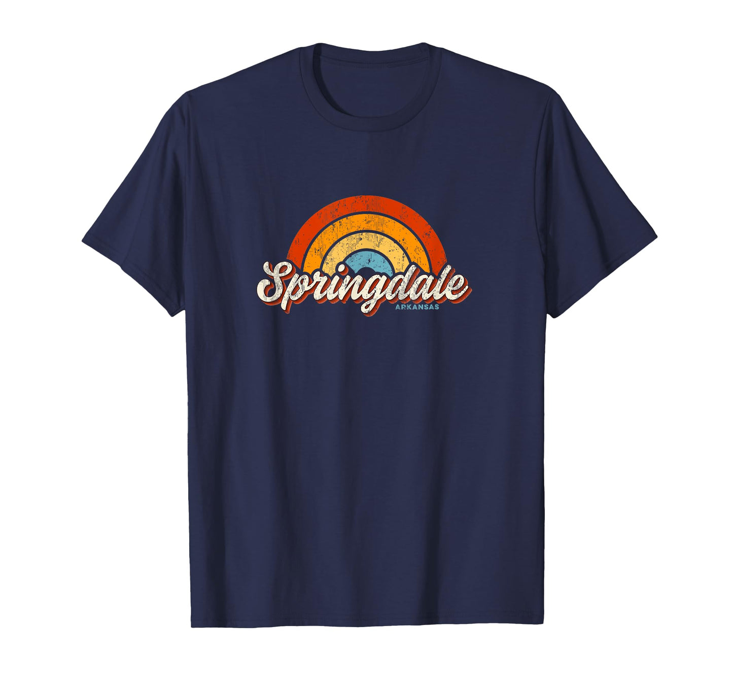 Springdale Arkansas Ar Rainbow 70S T-Shirt - Casual Everyday Wear Men Women - T-Shirt, Sweatshirt, Hoodie