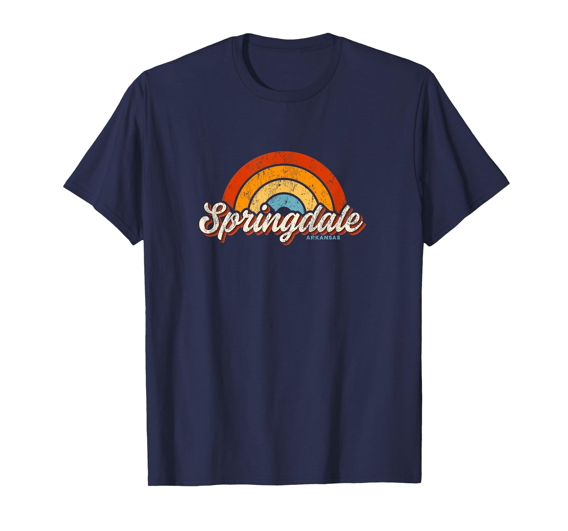 Springdale Arkansas Ar Rainbow 70S T-Shirt - Casual Everyday Wear Men Women - T-Shirt, Sweatshirt, Hoodie