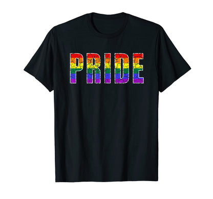 Gay Pride Month Love Rainbow Distressed T-Shirt - Graphic Print Unisex - T-Shirt, Sweatshirt, Hoodie