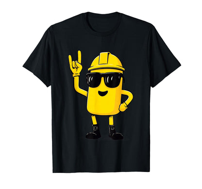 Yellow Battery Mascot Rock Hand Sign T-Shirt - Streetwear Style for Adults - T-Shirt, Sweatshirt, Hoodie