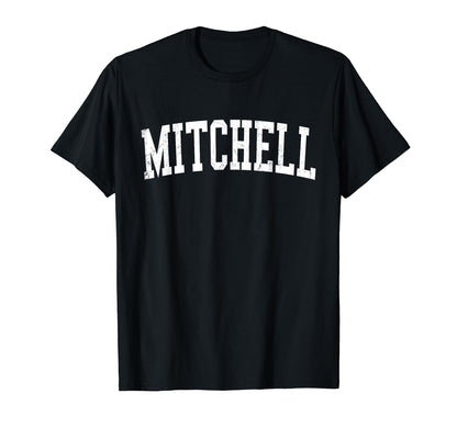 Mitchell Sd Distressed White Varsity T-Shirt - Streetwear Style for Adults - T-Shirt, Sweatshirt, Hoodie