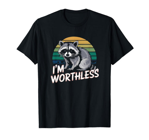 Worthless Raccoon Sunset 90S Grunge T-Shirt - Novelty Apparel for Adults - T-Shirt, Sweatshirt, Hoodie