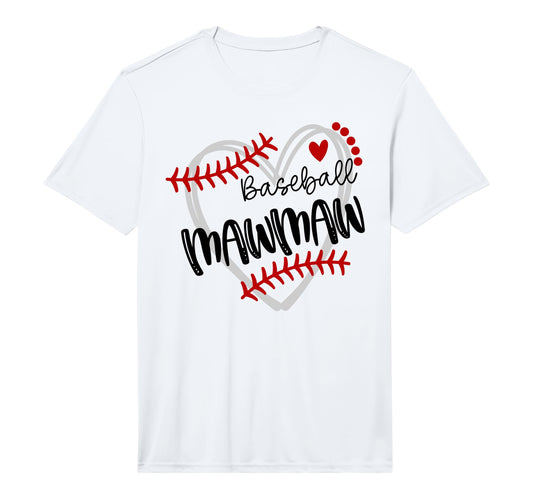 Personalized Baseball Heart Mawmaw T-Shirt - Novelty Apparel for Adults - T-Shirt, Sweatshirt, Hoodie