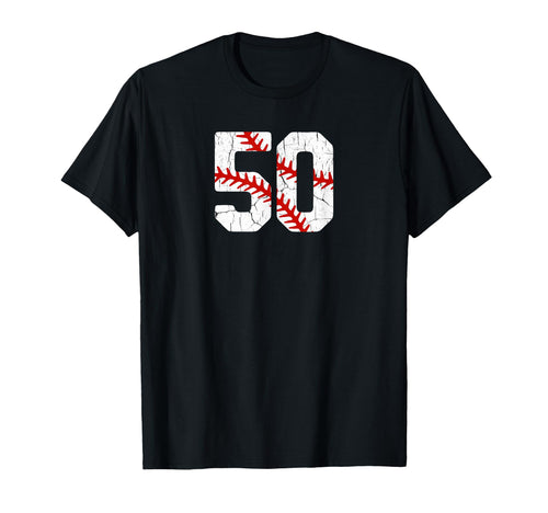Baseball Player Jersey Number 50 50 Proud T-Shirt - Graphic Print Unisex - T-Shirt, Sweatshirt, Hoodie