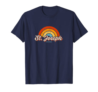 St Joseph Michigan Mi Rainbow 70S T-Shirt - Unique Graphic Unisex - T-Shirt, Sweatshirt, Hoodie