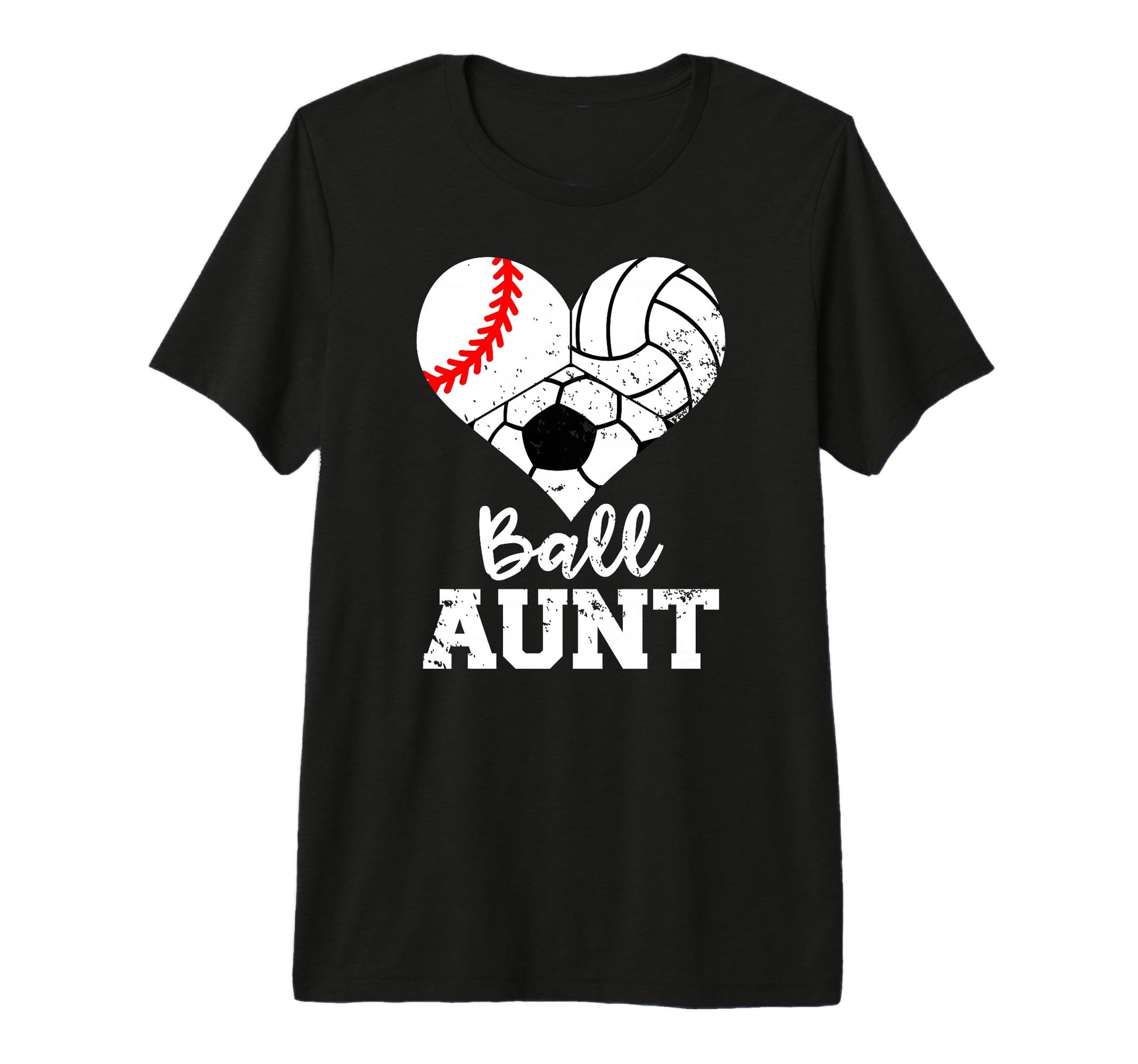 Ball Aunt Heart Baseball Volleyball T-Shirt - Custom Art Print for Adults - T-Shirt, Sweatshirt, Hoodie