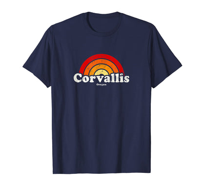 Corvallis Oregon Or 70S Rainbow T-Shirt - Casual Everyday Wear Unisex - T-Shirt, Sweatshirt, Hoodie