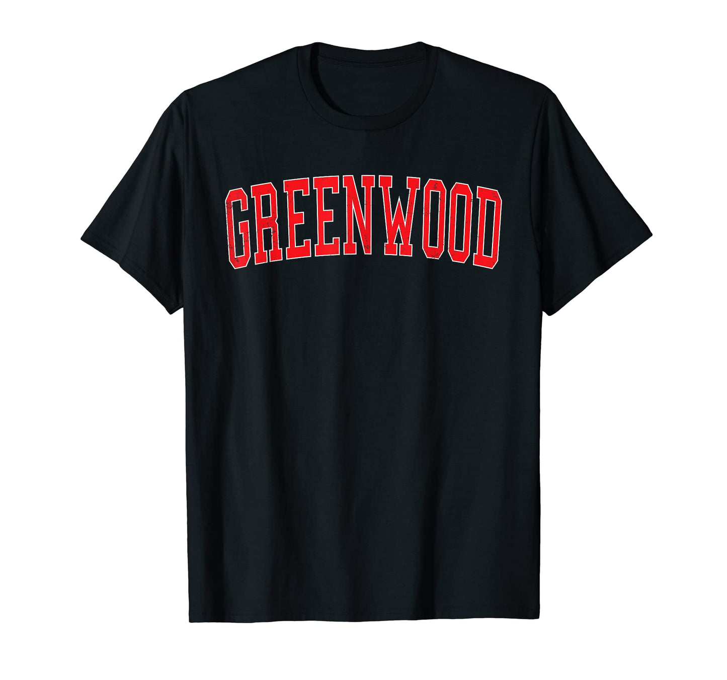 Greenwood Varsity Red Text T-Shirt - Novelty Apparel for Adults - T-Shirt, Sweatshirt, Hoodie