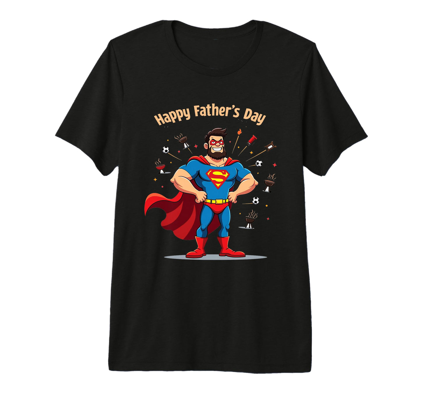 Happy Fathers Day Hero Dad Bbq Gamer T-Shirt - Custom Art Print for Adults - T-Shirt, Sweatshirt, Hoodie