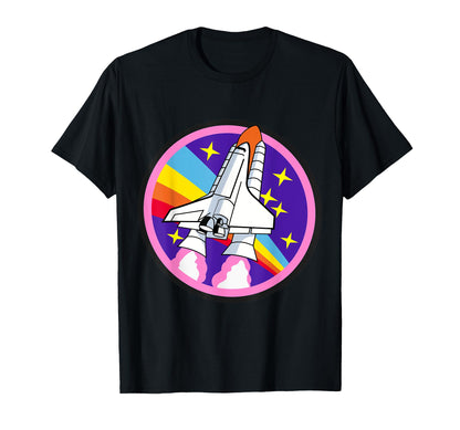 Spaceship Rocket Rainbow Stars T-Shirt - Aesthetic Graphic Men Women - T-Shirt, Sweatshirt, Hoodie