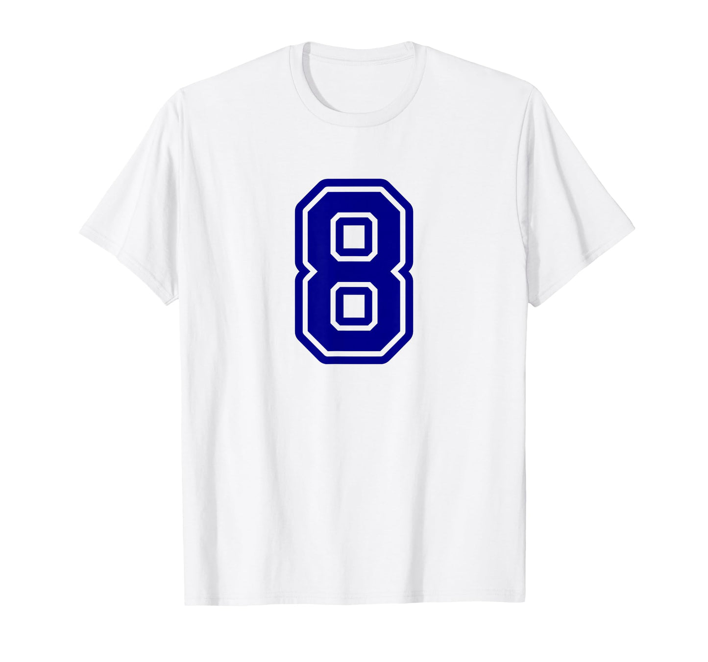 Number 8 Blue Sports Team Varsity T-Shirt - Minimalist Print for Adults - T-Shirt, Sweatshirt, Hoodie