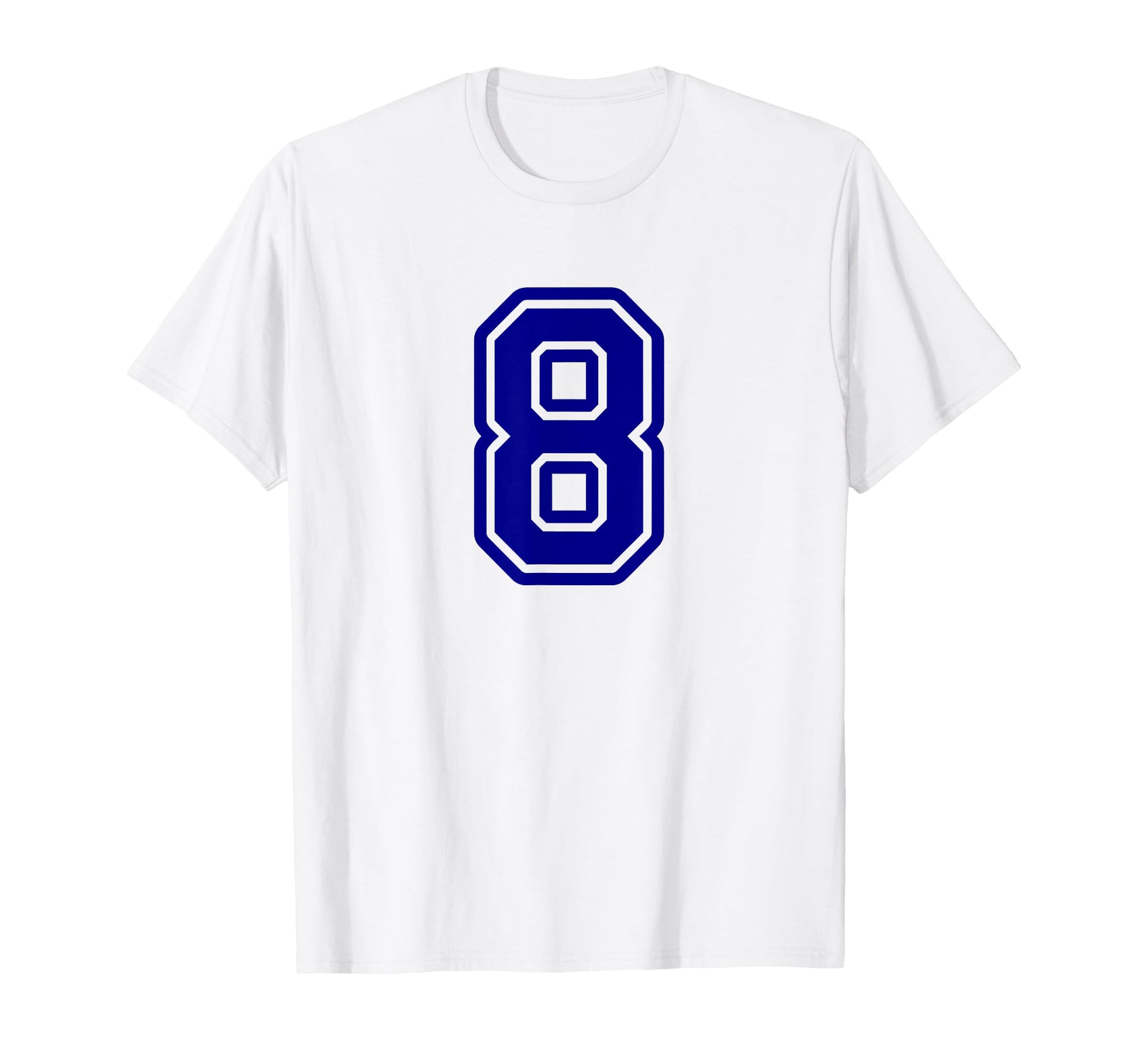 Number 8 Blue Sports Team Varsity T-Shirt - Minimalist Print for Adults - T-Shirt, Sweatshirt, Hoodie