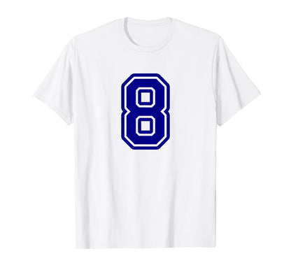 Number 8 Blue Sports Team Varsity T-Shirt - Minimalist Print for Adults - T-Shirt, Sweatshirt, Hoodie