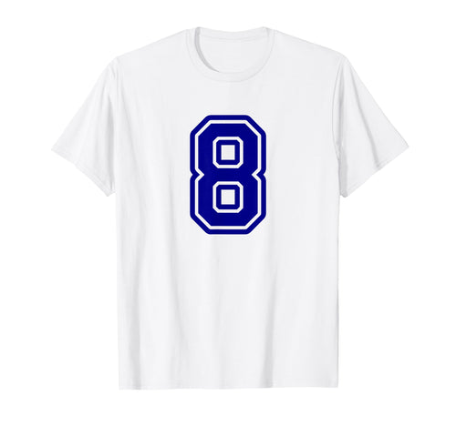 Number 8 Blue Sports Team Varsity T-Shirt - Minimalist Print for Adults - T-Shirt, Sweatshirt, Hoodie
