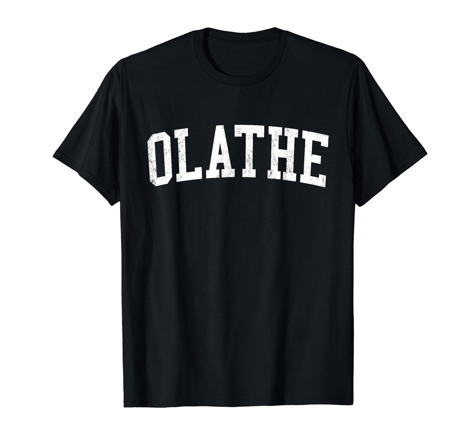 Olathe Ks Distressed White Varsity T-Shirt - Unique Graphic for Adults - T-Shirt, Sweatshirt, Hoodie
