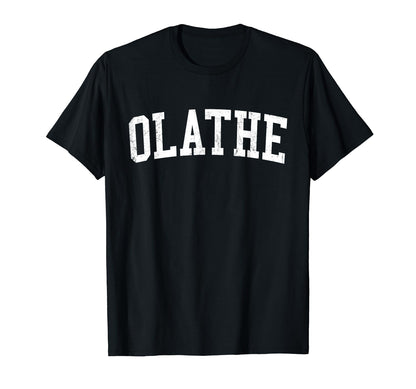 Olathe Ks Distressed White Varsity T-Shirt - Unique Graphic for Adults - T-Shirt, Sweatshirt, Hoodie
