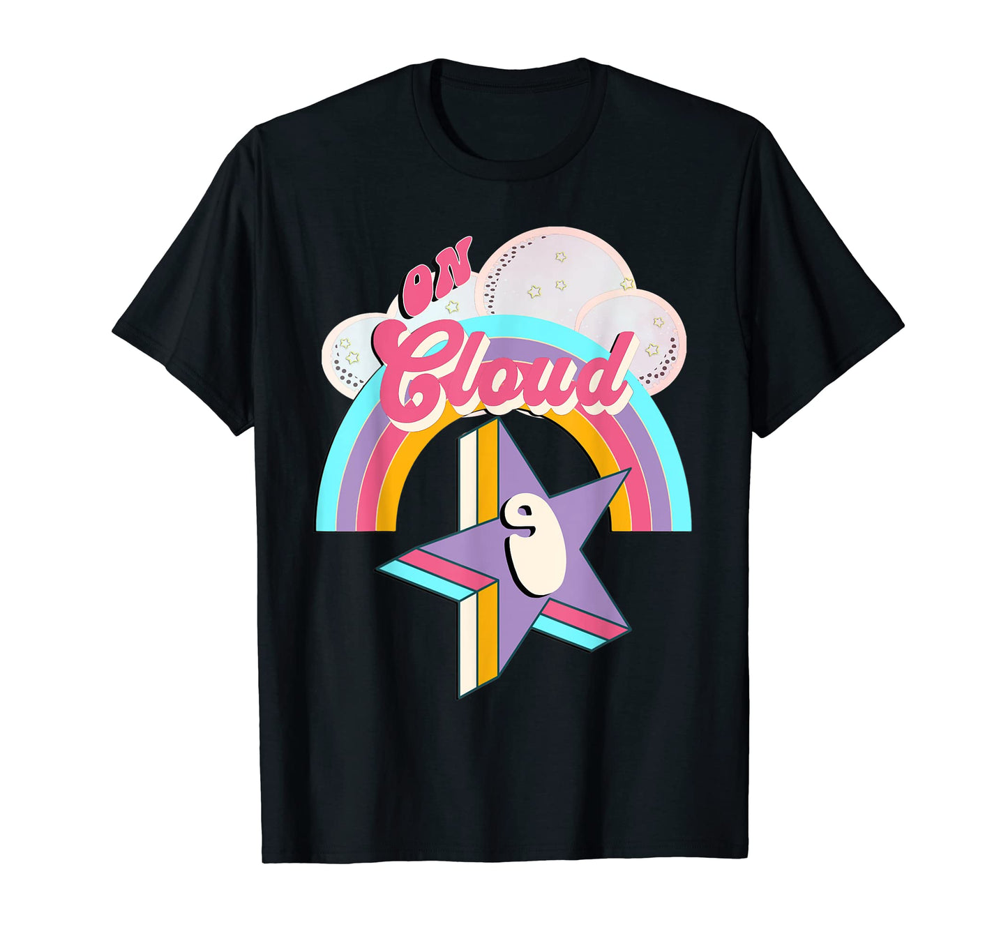 Birthday 9 Yrs Old Cloud Rainbows T-Shirt - Casual Everyday Wear Men Women - T-Shirt, Sweatshirt, Hoodie