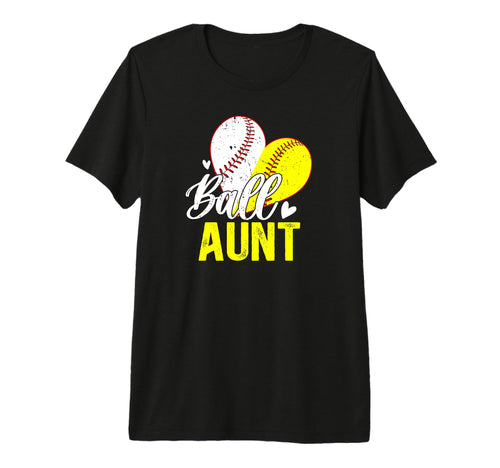 Ball Aunt Heart Softball Baseball Aunt T-Shirt - Fun Novelty Design Unisex - T-Shirt, Sweatshirt, Hoodie