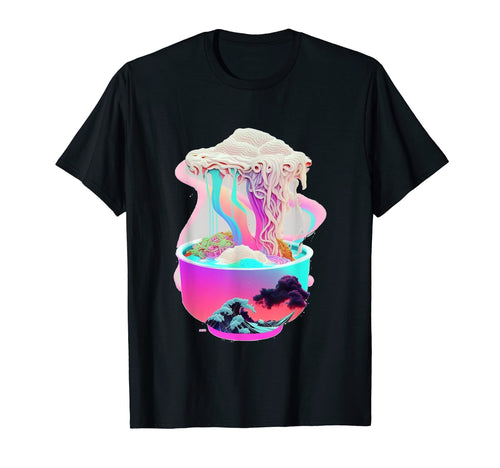 Vaperwave Aesthetic Glitch Ramen Retrowave T-Shirt - Graphic Print Unisex - T-Shirt, Sweatshirt, Hoodie