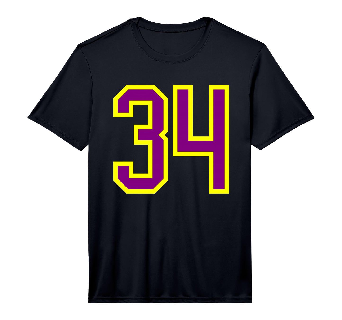 Number 34 Purple Yellow Sports Team T-Shirt - Custom Art Print Unisex - T-Shirt, Sweatshirt, Hoodie