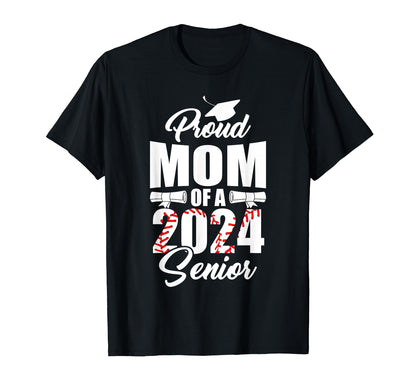 Proud Mom 2024 Baseball Graduate T-Shirt - Aesthetic Graphic Men Women - T-Shirt, Sweatshirt, Hoodie