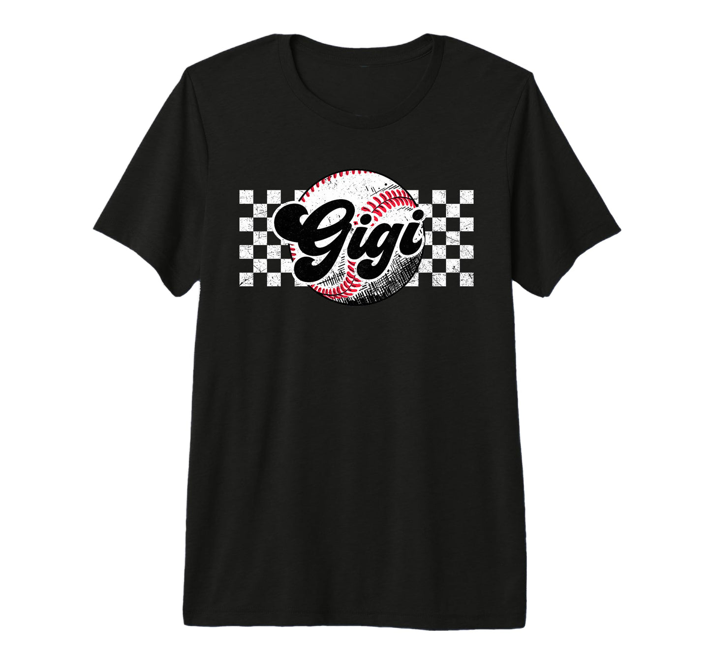 Baseball Gigi T Ball Gigi Checkered T-Shirt - Novelty Apparel for Adults - T-Shirt, Sweatshirt, Hoodie