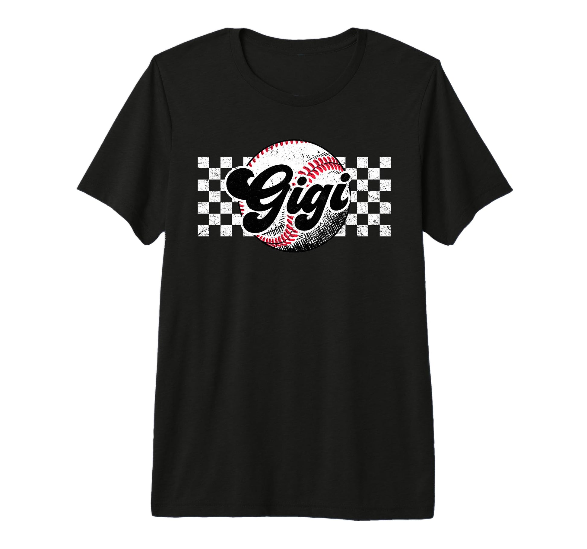 Baseball Gigi T Ball Gigi Checkered T-Shirt - Novelty Apparel for Adults - T-Shirt, Sweatshirt, Hoodie