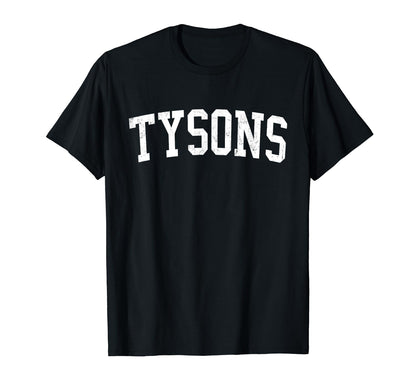 Tysons Va Distressed White Varsity T-Shirt - Aesthetic Graphic Unisex - T-Shirt, Sweatshirt, Hoodie