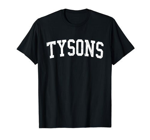 Tysons Va Distressed White Varsity T-Shirt - Aesthetic Graphic Unisex - T-Shirt, Sweatshirt, Hoodie