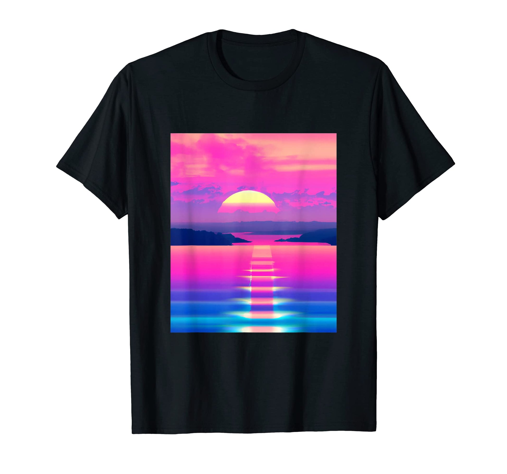 Vaporwave Sun Synthwave Sunset T-Shirt - Minimalist Print Men Women - T-Shirt, Sweatshirt, Hoodie