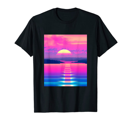Vaporwave Sun Synthwave Sunset T-Shirt - Minimalist Print Men Women - T-Shirt, Sweatshirt, Hoodie