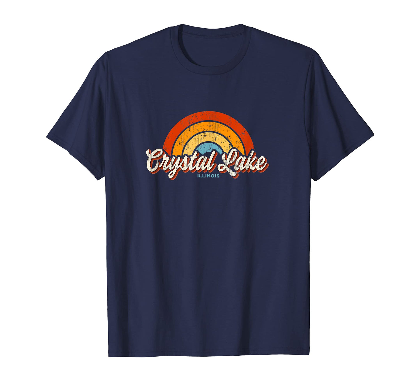 Crystal Lake Illinois Il Rainbow 70S T-Shirt - Unique Graphic for Adults - T-Shirt, Sweatshirt, Hoodie