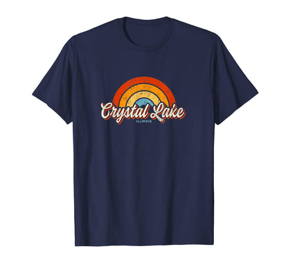Crystal Lake Illinois Il Rainbow 70S T-Shirt - Unique Graphic for Adults - T-Shirt, Sweatshirt, Hoodie