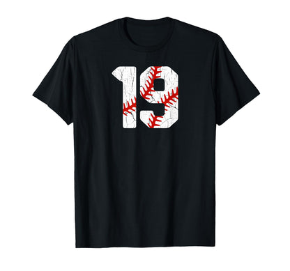 Baseball Player Jersey Number 19 19 T-Shirt - Aesthetic Graphic for Adults - T-Shirt, Sweatshirt, Hoodie