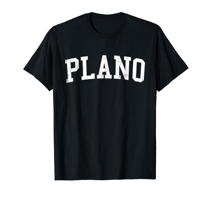 Plano Tx Distressed White Varsity T-Shirt - Trendy Graphic for Adults - T-Shirt, Sweatshirt, Hoodie