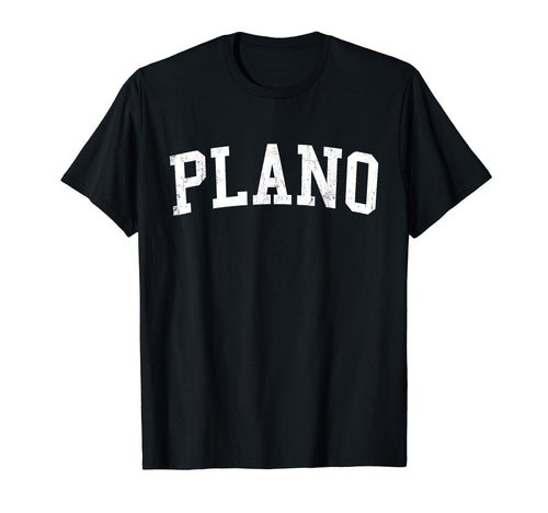 Plano Tx Distressed White Varsity T-Shirt - Trendy Graphic for Adults - T-Shirt, Sweatshirt, Hoodie