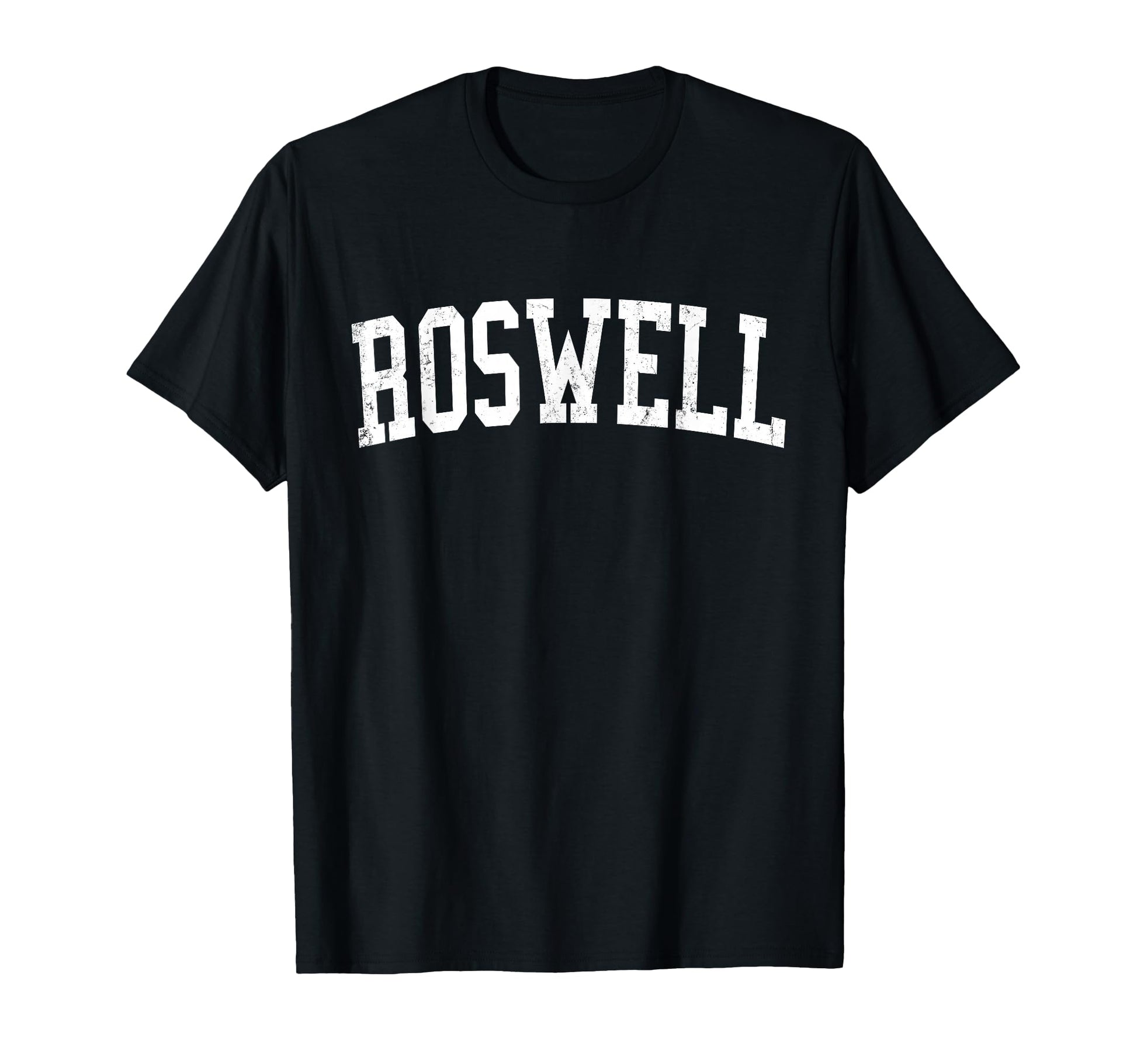 Roswell Ga Distressed White Varsity T-Shirt - Custom Art Print Unisex - T-Shirt, Sweatshirt, Hoodie