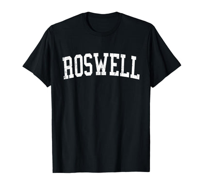 Roswell Ga Distressed White Varsity T-Shirt - Custom Art Print Unisex - T-Shirt, Sweatshirt, Hoodie