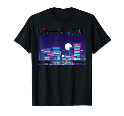 Manga Anime Vaporwave Aesthetic Bike Stars T-Shirt - Novelty Apparel Unisex - T-Shirt, Sweatshirt, Hoodie