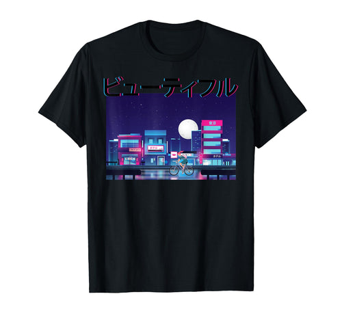 Manga Anime Vaporwave Aesthetic Bike Stars T-Shirt - Novelty Apparel Unisex - T-Shirt, Sweatshirt, Hoodie
