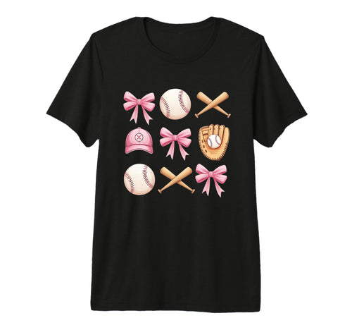 Baseball Coquette Bow Mom Sister Tri T-Shirt - Unique Graphic for Adults - T-Shirt, Sweatshirt, Hoodie