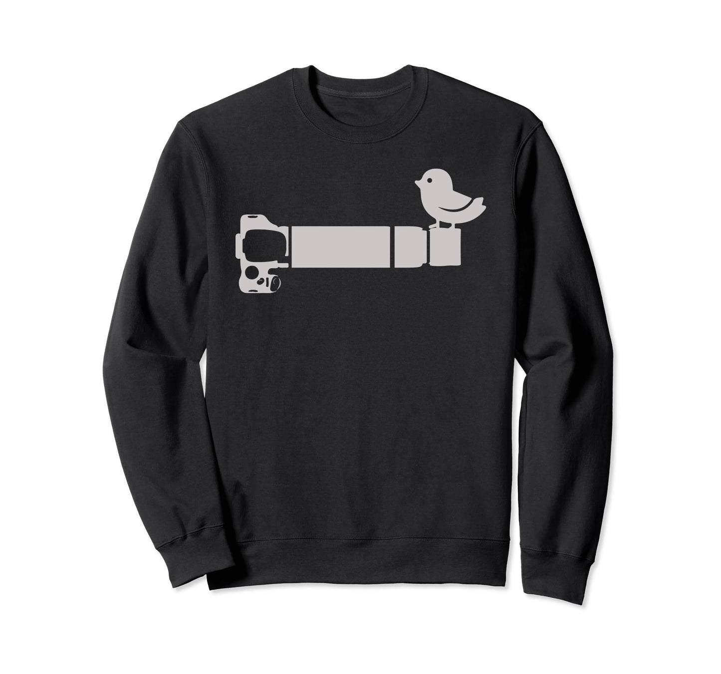 Funny Bird Long Lens Cartoon Sweatshirt - Graphic Print for Adults - T-Shirt, Sweatshirt, Hoodie