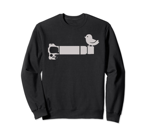 Funny Bird Long Lens Cartoon Sweatshirt - Graphic Print for Adults - T-Shirt, Sweatshirt, Hoodie