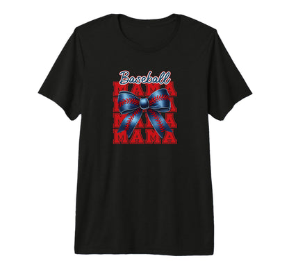 Baseball Mama Bow Tri Blend T-Shirt - Fun Novelty Design Men Women - T-Shirt, Sweatshirt, Hoodie